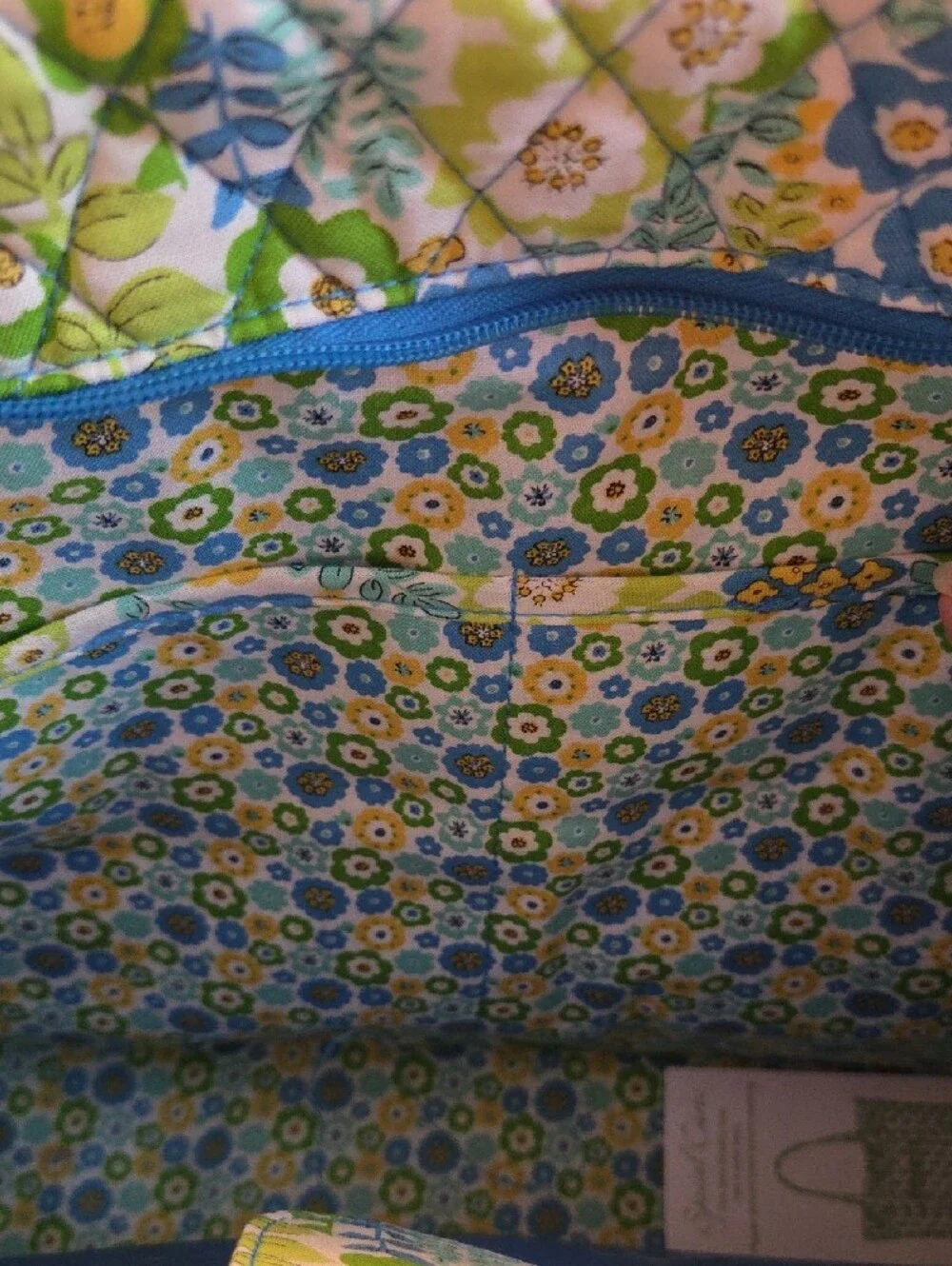 Vera Bradley Blue Green Yellow Quilted Floral Laptop Bag